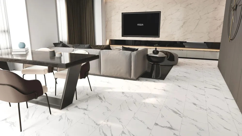 Stone-look floor installed in a dining room in Summerfield, FL