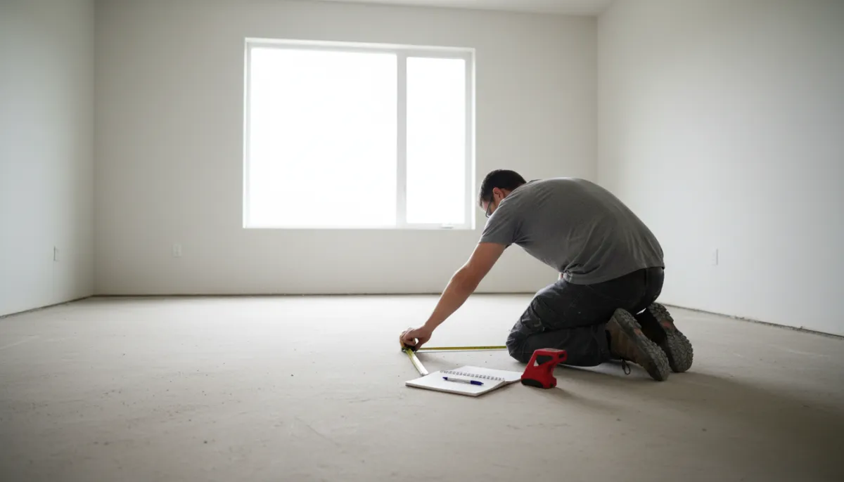 Measuring a room for a free in-home flooring estimate in Summerfield, FL