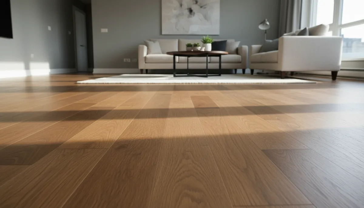 Solid hardwood flooring installed in a Summerfield, FL living room