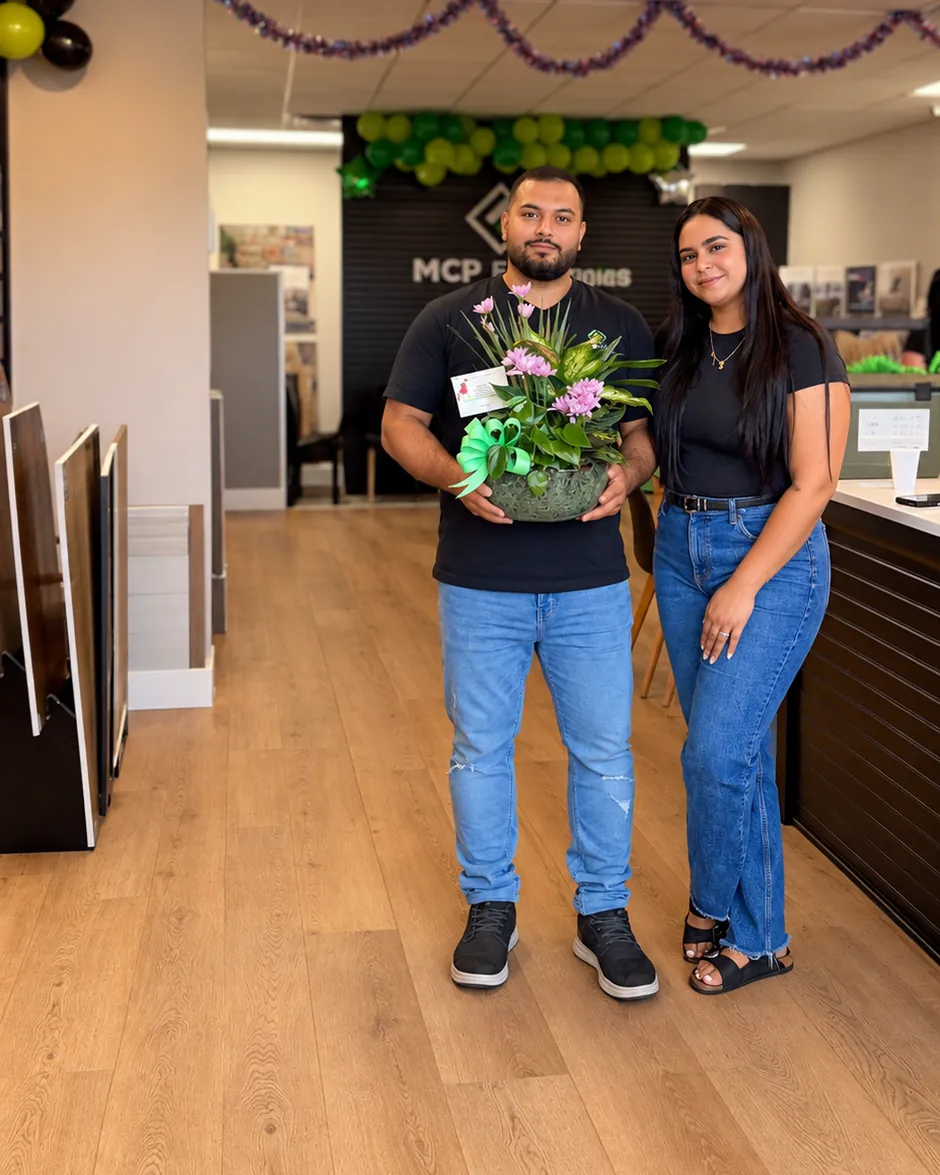 Matt Pereira and Daniela Portal, the owners of MCP Flooring
